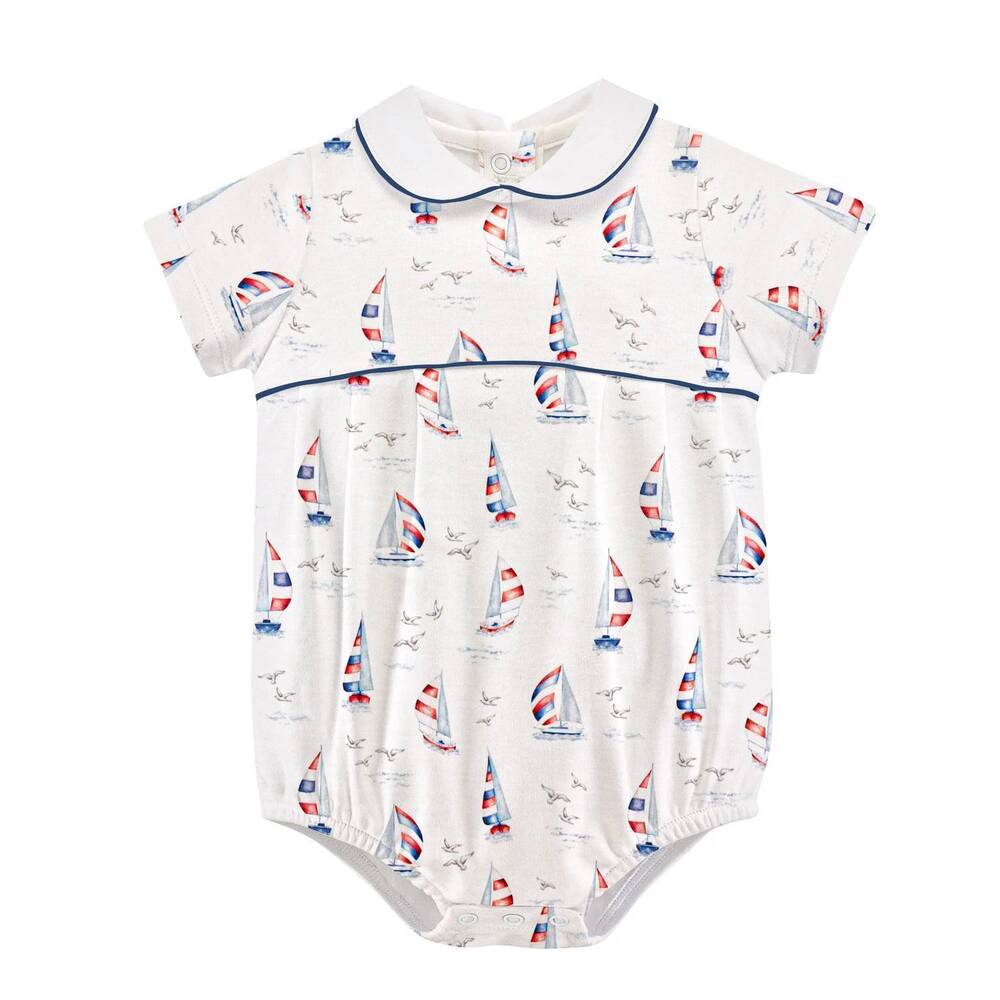 NEW BABY CLUB CHIC kid's harbor days bubble with collar in white